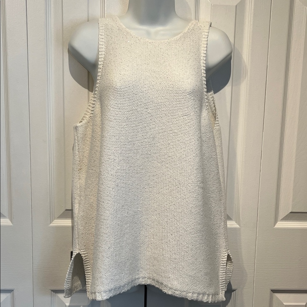 Tommy Bahama Off White Sleeveless Cotton Blend Top Size L